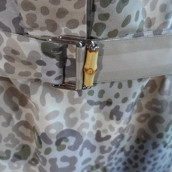 New Gucci 100% Silk Beige Leopard Print Drop-Waist Belted Sheath Dress Size 40-4 - Picture 11 of 16